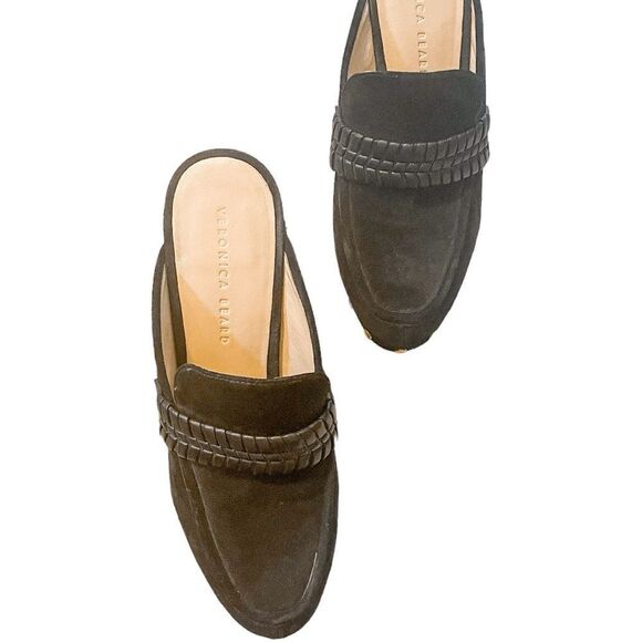 Veronica Beard Delia Studded Mule Clog in Eclipse Suede 9 - Picture 2 of 10